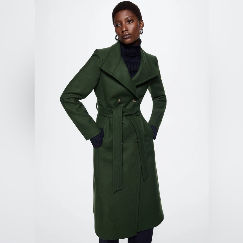 Virgin Wool Belted Coat Mango size M